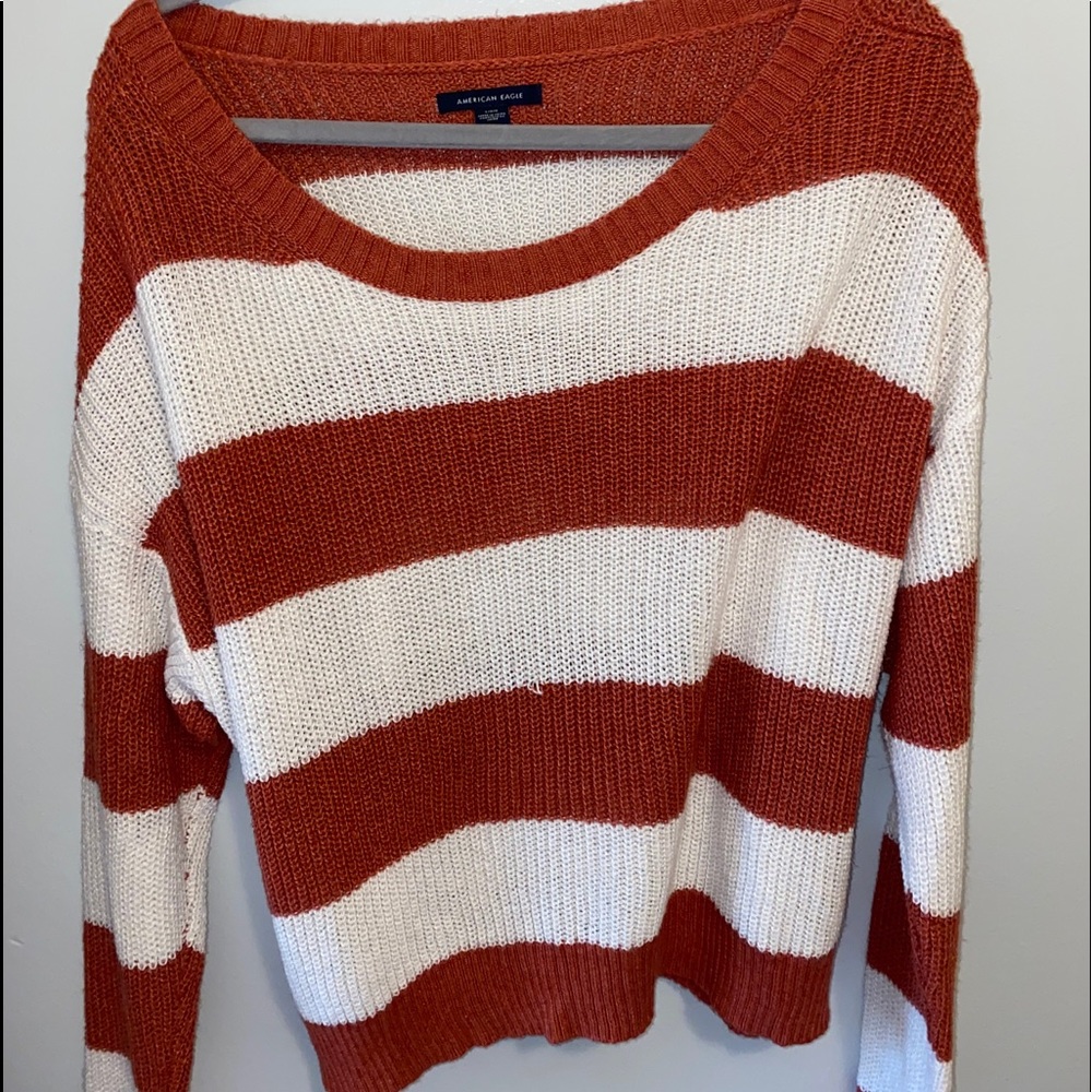 Orange and White striped sweater